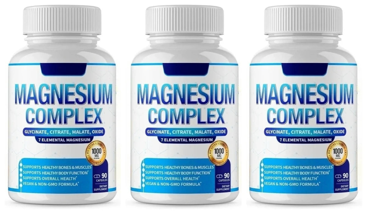 Magnesium Complex Supplement 90 Count with 7Forms of Magnesium Glycinate Citrate Malate Orotate Taurate Daily Mineral Support