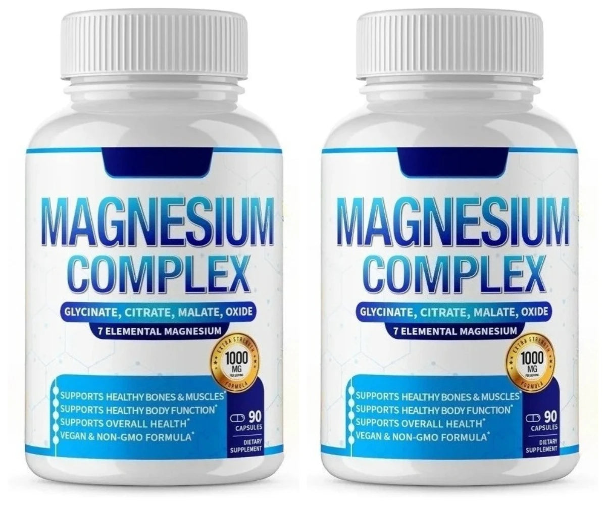 Magnesium Complex Supplement 90 Count with 7Forms of  Magnesium Glycinate Citrate Malate Orotate Taurate Daily Mineral Support
