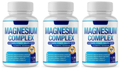 Magnesium Complex Supplement 90 Count with 7Forms of  Magnesium Glycinate Citrate Malate Orotate Taurate Daily Mineral Support
