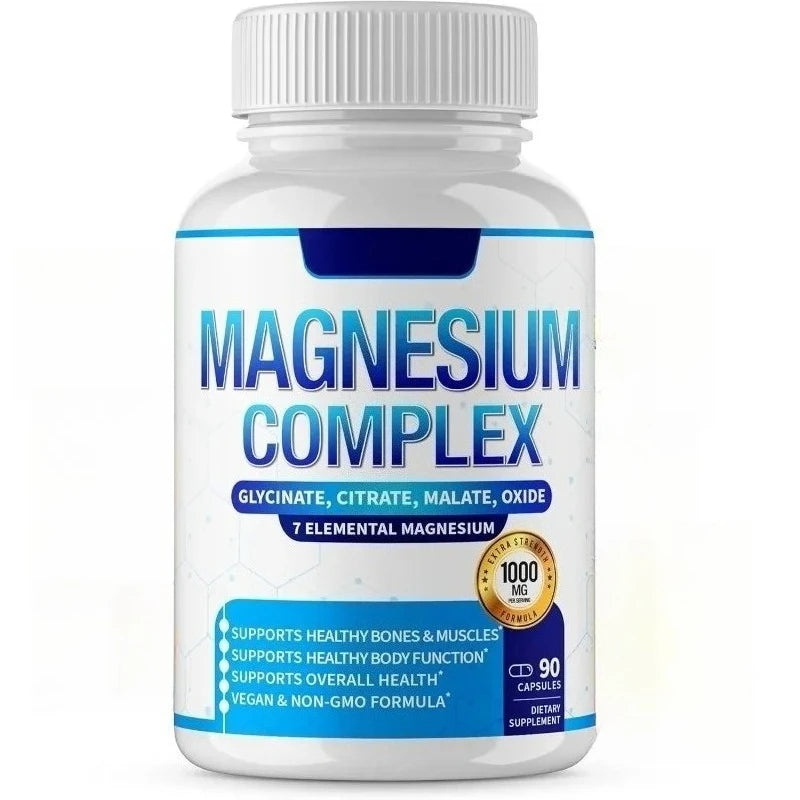 Magnesium Complex Supplement 90 Count with 7Forms of  Magnesium Glycinate Citrate Malate Orotate Taurate Daily Mineral Support