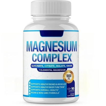 Magnesium Complex Supplement 90 Count with 7Forms of  Magnesium Glycinate Citrate Malate Orotate Taurate Daily Mineral Support